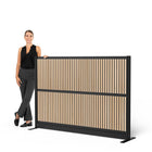 Luxor Modular Wall - 70" W x 48" H - Wood Slats in Black Frame-Enhances light flow while reducing distractions