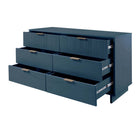 Manhattan Comfort Granville 55.04" Modern Double Wide Dresser - Midnight Blue-Featuring 25mm of Board Thickness Made of High Quality Solid Wood and Solid Wood Ribbed Drawer Front.