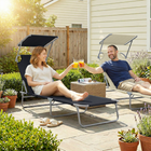 Outsunny Outdoor Lounge Chair - Adjustable Folding Chaise Lounge - Black-With 4-level adjusted lounge position for maximum comfort