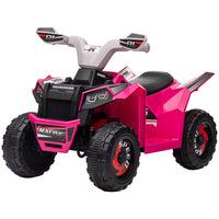 Aosom Kids 6V Battery Powered Ride-on ATV with Wear-resistant Wheels - Pink-Foot pedal with forward and backward drive for a realistic riding experience 
