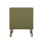 Manhattan Comfort Avira 20" Mid-Century Modern 2-Drawer Nightstand - Olive Green-Compact size ideal for bedrooms, guest rooms, or small spaces