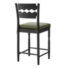 Modway Jax Oak Wood Counter Stool With Wavy Razor Back and Cushion - Black Sage-Sturdy Side Stretchers
