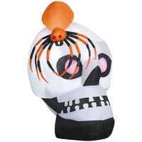 GEMMY Airblown Inflatable Halloween Skull with Spider - 54"-Lights up with bright, energy-efficient LED light