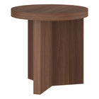 Hudson&Canal Holm 22" Wide Round Fluted Side Table - Satin Walnut-Tabletop features a weight capacity of 50 lb