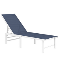 Outsunny Outdoor Lounge Chair - 5-Position Tanning Chair - Dark Blue-For a people to tan or lounge around the pool together on
