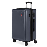 Swiss Gear Hardside Spinner 24" Checked Luggage - Navy-Retractable, telescopic handle with easy thumb activation of push-button lock