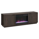 Hudson&Canal Mansfield TV Stand with 26" Crystal Fireplace for TV's up to 78" - Alder Brown-Features an electric fireplace with crystal flame-bed and two enclosed cabinets with 4 shelves for ample storage