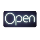 Futech LED Open Sign - 18-1/4" W x 19" H - Black/White-Sturdy Black PVC Backboard with White Neon