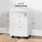 HOMCOM 3-Drawer Filing Cabinet with Lock, Mobile - White-Equipped with five wheels, two of which are lockable for stability
