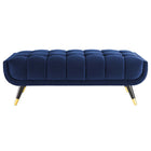 Modway Adept 47.5" Performance Velvet Bench - Midnight Blue-Some Assembly Required