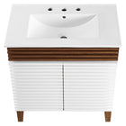 Modway Render 30" Bathroom Vanity Cabinet - White/Walnut/White-Particleboard and Laminate Construction