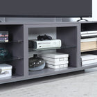 Manhattan Comfort Brighton 60" Modern TV Stand - Grey-Includes 7 Shelves with 5 Tempered Glass Dividers