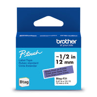 Brother Genuine BTAGF31 Label Tape for P-touch Label Makers - Black on Purple - 12 mm W x 4 m L-Whatever your project, you have our word on it.Trust Brother, Canada’s reliable label maker brand for all your labelling needs.