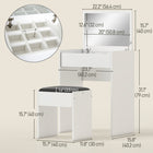 HOMCOM Mirrored Vanity Set - 23.7" L x 15.8" W x 31.1" H - White-Removable divider underneath the top perfectly keeps your item organized 
