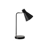 Monarch Specialties 17" H Contemporary Table Lamp - Black Metal / Silver Metal-This stylish 17"h table lamp features a sleek combination of black metal with silver metal accents and topped with a contemporary cone shade, making it the perfect decorative lighting for your office, bedroom, or living room