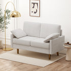 HOMCOM 66.5" Velvet Upholstered 3 Seater Sofa Couch with 2 Pillows - Cream White-Pocket springs and 6.3" (16 cm) foam seat provide sag-resistant daily comfort  