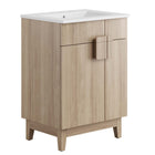 Modway Miles 24" Bathroom Vanity - White/Oak-Particleboard & Melamine Laminate