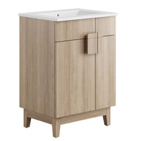 Modway Miles 24" Bathroom Vanity - White/Oak-Particleboard & Melamine Laminate
