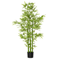 HOMCOM 5' Artificial Bamboo Tree in Pot for Indoor Decoration - Green-Beautiful artificial bamboo design plant 
