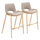 Zuo Desi Counter Stool - Beige/Gold - Set of 2-Armrest support