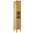 Modway Render Tall Narrow Bathroom Storage Cabinet - Oak-Tall Linen Storage Cabinet