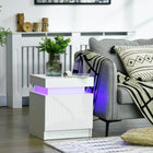 HOMCOM Nightstand with 2 Drawers- White-Choose from 60,000 colours, adjust brightness and set timers, or sync with music and flashing modes for any mood
