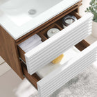 Modway Render 24" Wall-Mount Bathroom Vanity - White/Walnut/White-MDF and Particleboard