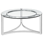 Modway Signet Stainless Steel Coffee Table - Silver-Round tempered glass top