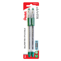 Pentel R.S.V.P. Ballpoint Pen – Fine Tip – Green – 2 Pack (BK90BP2-D)  -Writes for almost a mile