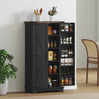 HOMCOM 47" H Pantry Cabinet with Adjustable Shelves - Black-Five-tier cabinet with two adjustable shelves and 12 door shelves maximize storage space 