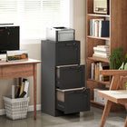 HOMCOM 3-Drawer Vertical Office Filing Cabinet - Black Wood Effect-Adjustable hanging rail in each drawer accommodates A4 and letter file sizes
