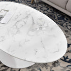 Modway Lippa 48" Oval Faux Marble Coffee Table - White-Non-Marking Felt Pad
