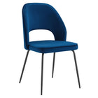Modway Nico Performance Velvet Dining Chair - Black/Navy - 2 Pack-Sturdy Black Metal Frame