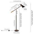 Hudson&Canal Rex Two-Tone/Height-Adjustable Floor Lamp with Metal Shade - Black/Brass/Black-Product Dimensions: 10" L x 31" W x 66" H