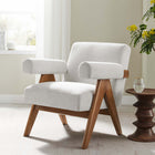 Modway Lyra Fabric Armchair - Ivory Fabric-Plywood Frame, Rubber Wood Legs