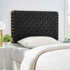 Modway Sparta Weave Wall-Mount Vegan Leather Twin Headboard - Walnut Black-Wood Frame