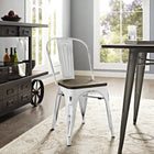 Modway Promenade Bamboo Side Chair - White-Powder Coated Steel