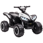 Aosom Kids 12V Battery Powered Ride-on ATV with Music, Headlights, High & Low Speed - White-Can handle multiple types of ground including grass, sand, pavement, brick, and wood 
