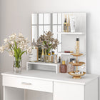 HOMCOM Vanity Desk with Mirror - 35.4" L x 15" W x 54.3" H - White-Assembly required