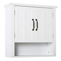 HOMCOM Bathroom Wall Cabinet with Adjustable Shelf and 2 Doors for Hallway - White-Elegant design, ideal for kitchen, bathroom, bedroom and etc