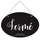 Cosco Open/Closed Hanging Sign with Chain - 8" x 12" - Black & White - Indoor - French Text-Designed for indoor use, the 8" x 12" size ensures high visibility in retail stores, offices, and service environments