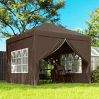 Outsunny 10' ft W x 10 ft L Outdoor Pop Up Party Tent with Carrying Bag - Coffee-Roof section with light grey undercoating for UV rays and heat reduction
