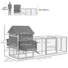PawHut 59" H Wooden Chicken Coop with Nesting Boxes and Run for 4-6 Chickens - Grey-Multiple doors for easy access to your pets 