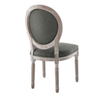 Modway Arise Vintage French Upholstered Fabric Dining Side Chair - Natural Grey-Fluted Solid Wood Frame