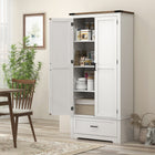 HOMCOM 69" H Tall Kitchen Storage Cabinet with Adjustable Shelves - Cream White-Anti-tipping design ensures enhanced safety 