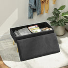 HOMCOM Upholstered Storage Bench for End of Bed - Black-Storage under the seat keeps your items neatly tucked away;