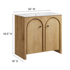 Modway Appia 36" Bathroom Vanity - Oak/White-Plumbing Cut-Out