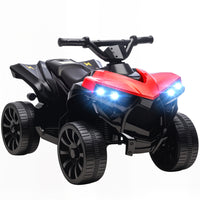 Qaba 6V Battery Powered Kids ATV 4 Wheeler with Music and LED Headlights - Red-Powerful 6V motor drives on various terrains, sparking curiosity 