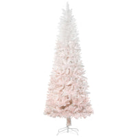HOMCOM 6' Artificial Christmas Tree with Metal Base - Pink/White-Lush with pine tree tips that provide a healthy, natural look 