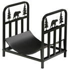 Outsunny Firewood Rack with Bear and Pine Tree Design - Log Holder - Black-Designed with cute bear and tree pattern, stylish and attractive